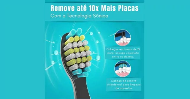 Escova De Dente Elétrica Sônica Recarregável Adulto À Prova D'água