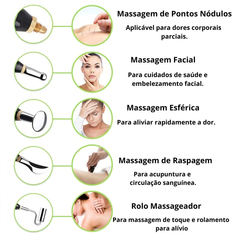 Caneta de Acupuntura Eletrônica + BRINDE 5 Cabeças de Massagem