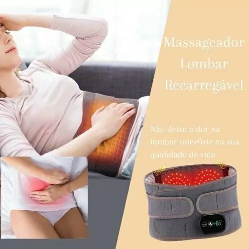 Massageador Lombar Recarregável - Compressa Quente