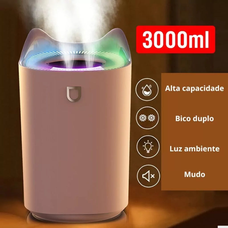 Umidificador de Ar Ultrassônico 3 Litros - Aromaterapia