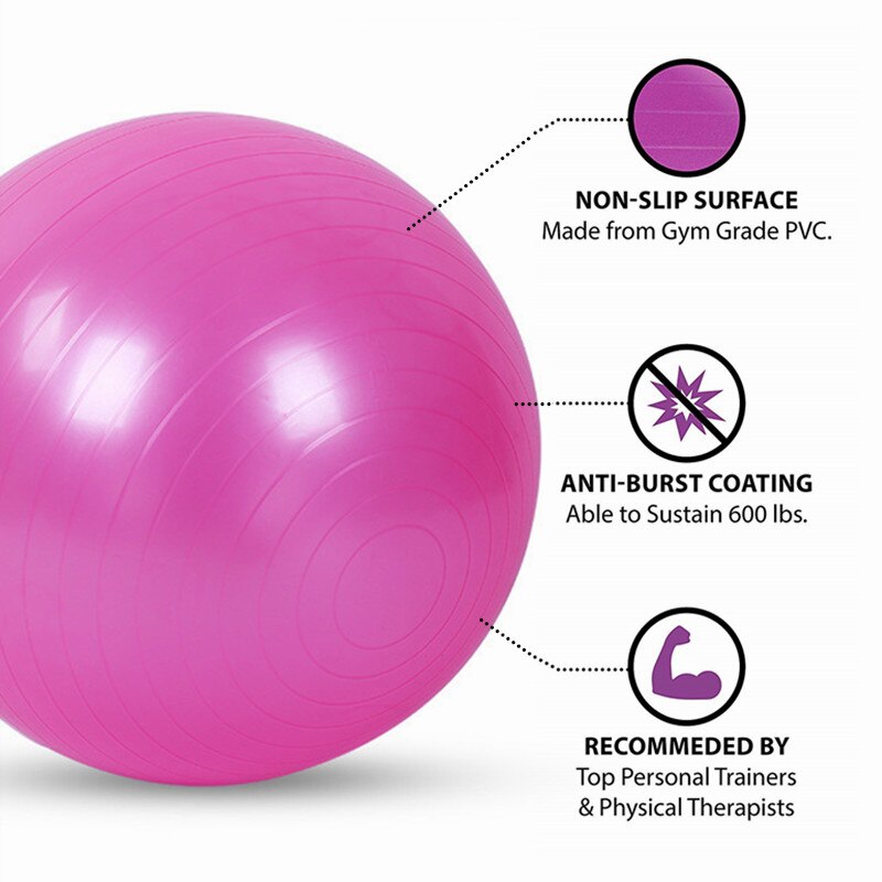 Bolas de Fitness PVC à Prova de Explosão, Bola de Yoga Espessada, Exercício, Home Gym, Equipamento Pilates, Bola de Equilíbrio, 45cm, 55cm, 65cm, 75cm, 85cm