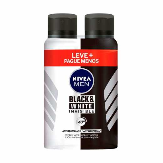 DESODORANTE NIVEA AEROSOL MEN BLACK E WHITE C/ 2