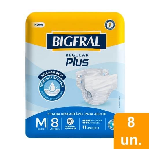 FRALDA GERIATRICA BIGFRAL PLUS REGULAR M 8 UNI