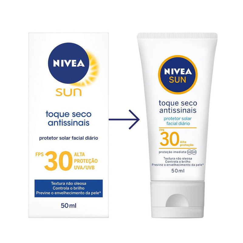 Nivea protetor solar solar facial toque seco antissinais fps30 50ml