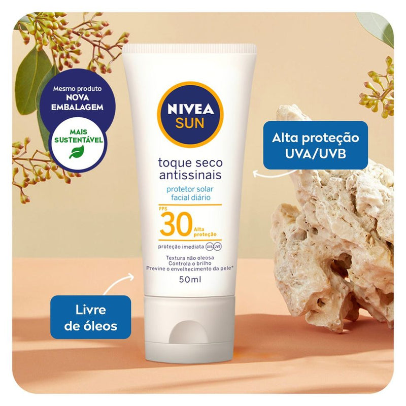 Nivea protetor solar solar facial toque seco antissinais fps30 50ml